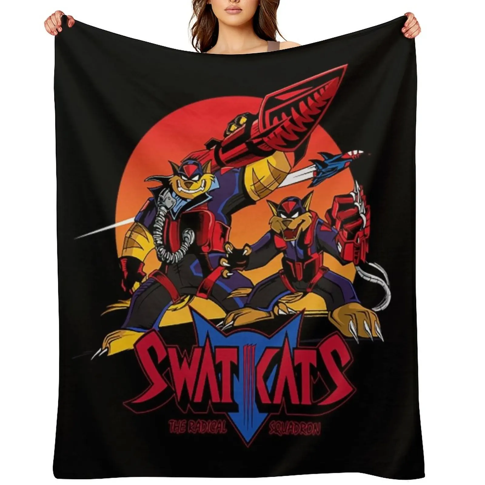 

Swat Kats T-ShirtThe Radical Squadron Throw Blanket Beach Cute Plaid Furry Flannel Blankets
