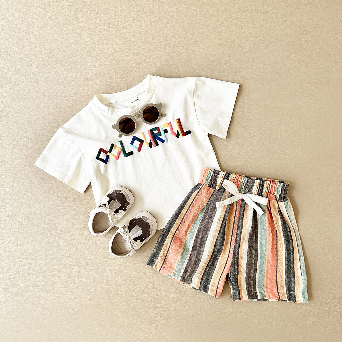 2Pcs Set New Baby Boy Clothing Toddler Baby Clothes Letter Embroidery T-shirt+Colorful Shorts Newborn Boy Girl Summer Outfits