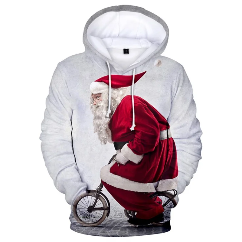 الإبداعية سانتا كلوز نمط هوديي للرجال النساء عيد الميلاد ثلاثية الأبعاد طباعة البلوفرات عادية هوديس بلايز طويلة الأكمام فضفاضة البلوز