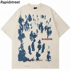 T-Shirts Hip Hop Shadow Graphic Gothic Rock Short Sleeve Tshirt Streetwear Men Harajuku Casual Cotton Loose Tee Shirt Tops