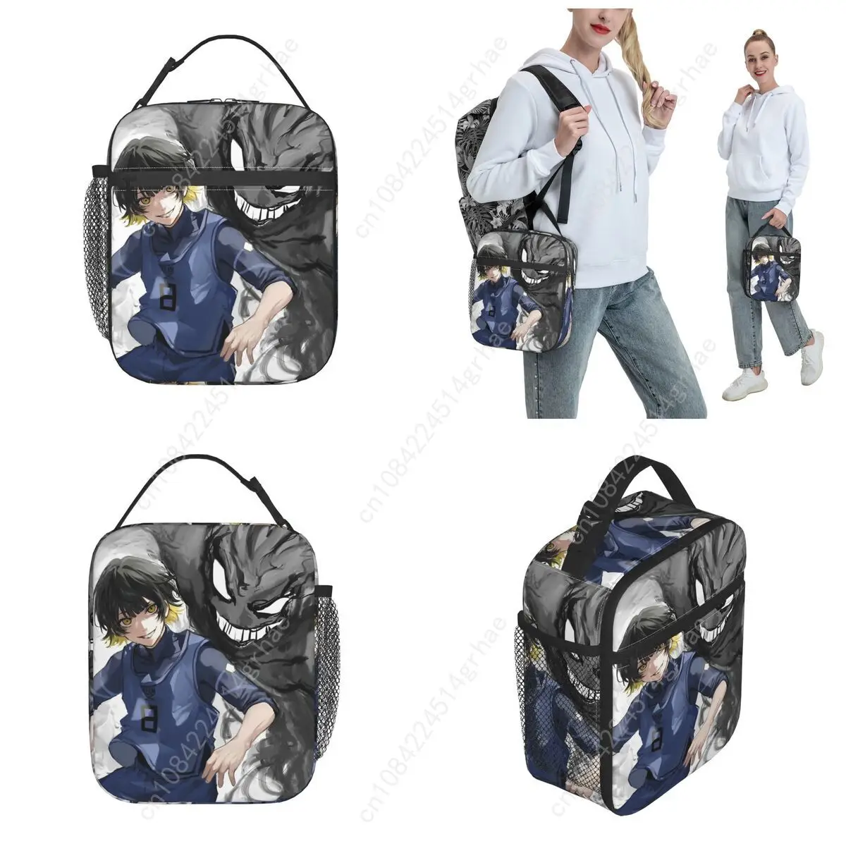 Blue Lock Bachira Yoichi Isagi Borsa per il pranzo isolata Borsa per alimenti per calcio Manga Scatole per il pranzo termiche portatili per i viaggi
