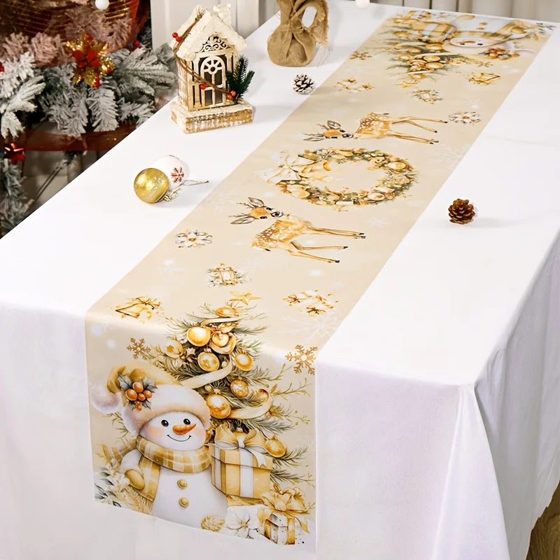 أنيقة الذهبي عيد الميلاد الجدول عداء الشتاء عطلة الطعام ديكور عطلة المطبخ طاولة طعام الديكور حفلة المنزل
