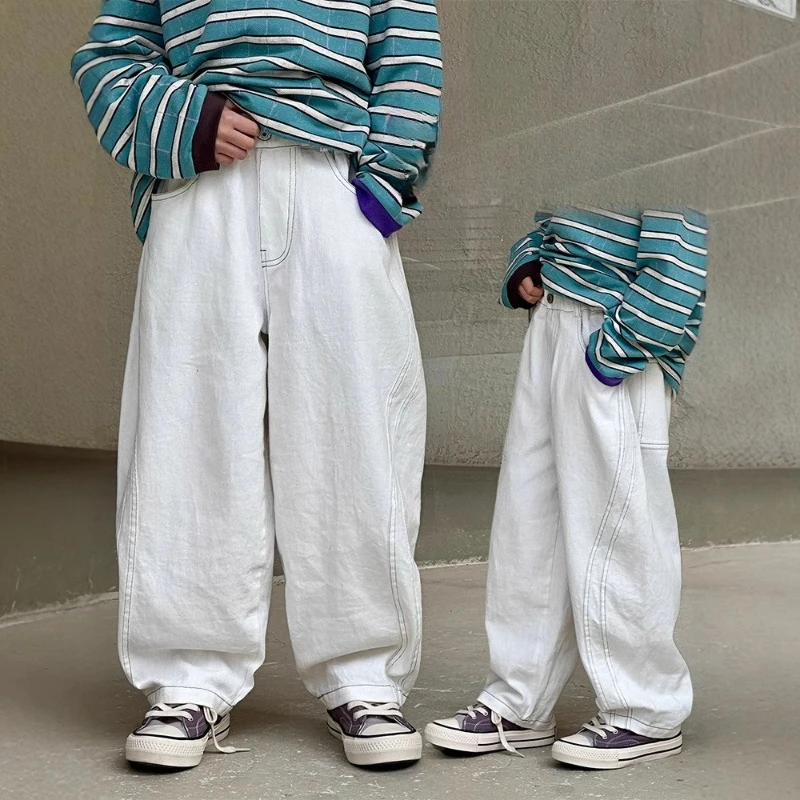 

High Street Trendy Boys Pants 2026 Spring New Loose Curve Hem Fashion Kids Casual Trousers, Clothing Collection