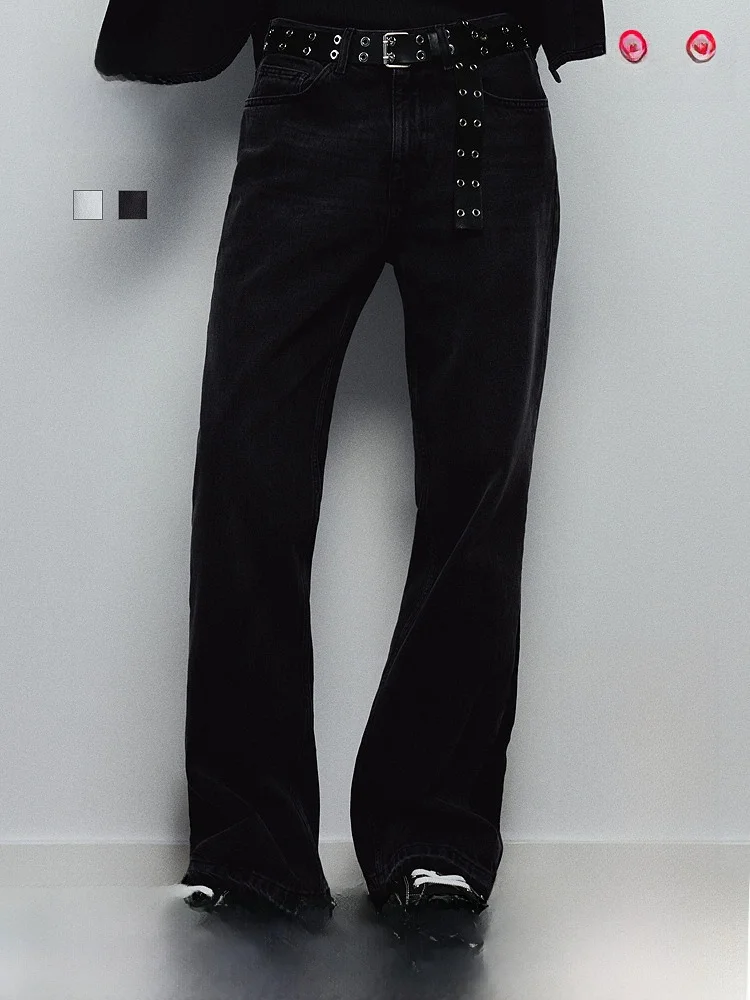 

Мужские джинсы свободного кроя в американском стиле, повседневные, модные, расклешенные, длинные брюки от H&M, 100% хлопок, обычные, тонкие