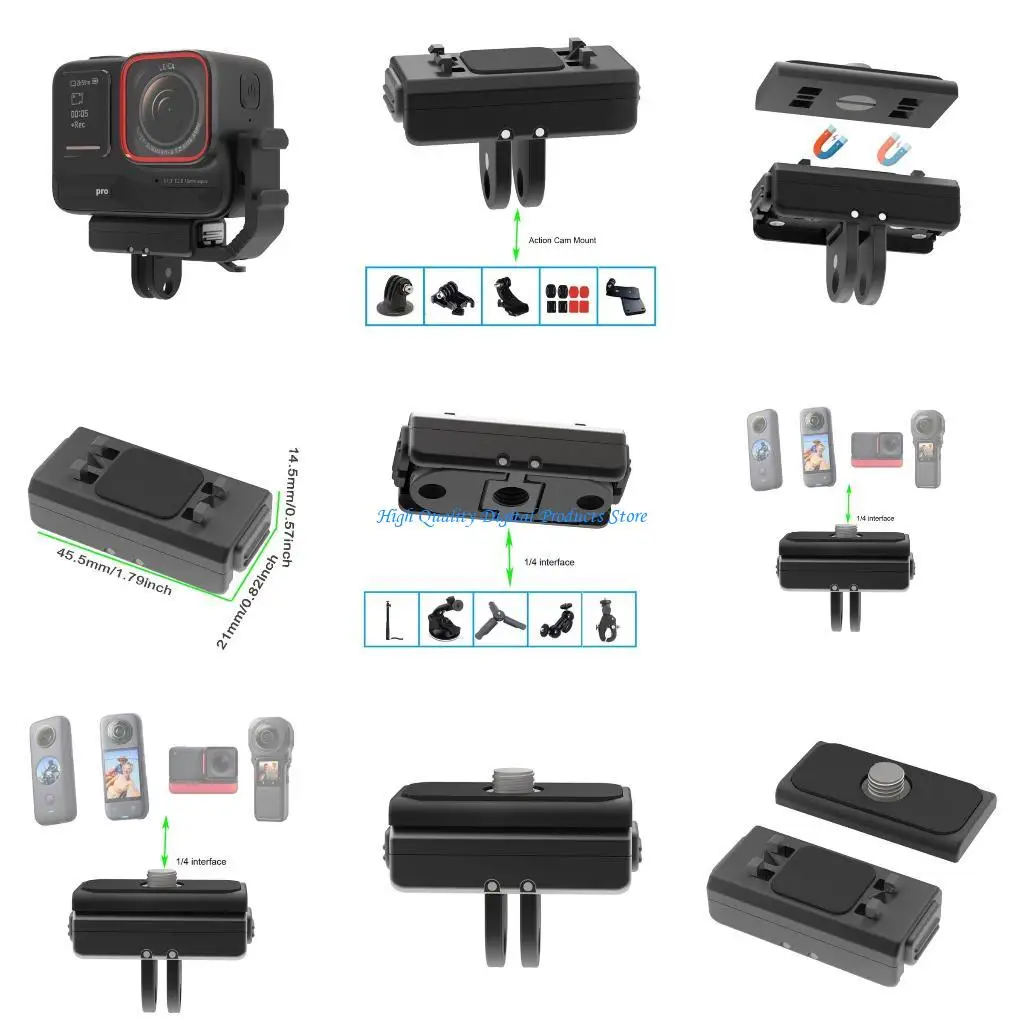 

U2JE Universal Adapters Attachment for X3 Action Cameras with 1/4 Port Convenient and Reliable Mount
