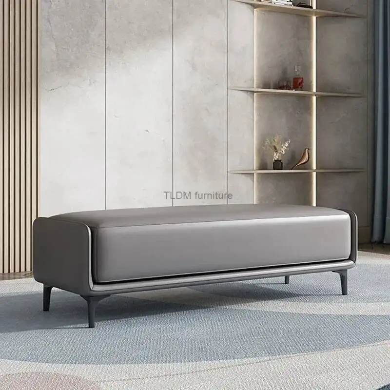 Luxury leather Bedroom Bed Italian End Stools Ottomans Nordic Living Room Shoe Changing Stool Clothing Store Bench Step Stool Z