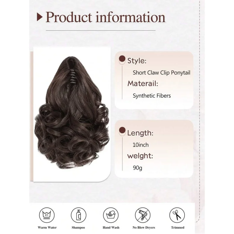 Deep Wavy Heat-Resistant Synthetic Claw Ponytail Wig – Multiple Colors, For Women, Party & Everyday Wear