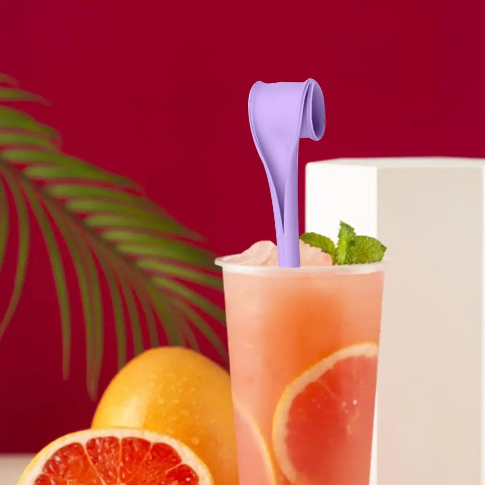 Useful Straw Long Lifespan Silicone  Stirring Straw One Click Open Drinking Straw   for Kitchen  Home Straw