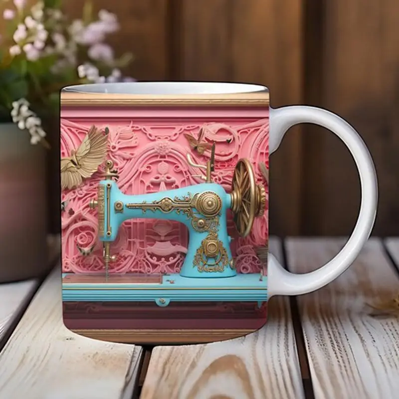 3D Sewing Mug Coffee Mug Cup Multi-Purpose 3DDishwasher & Microwave Safe Painted Sewing Coffee Cup For Indoor Home Travel