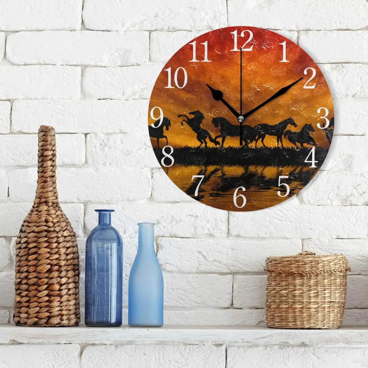 ساعة حائط صامتة 9.5 بوصة تعمل بالبطارية غير موقوتة مستديرة من الأكريليك المزخرف ساعات هادئة لغرفة النوم والمكتب والمدرسة Ho #3