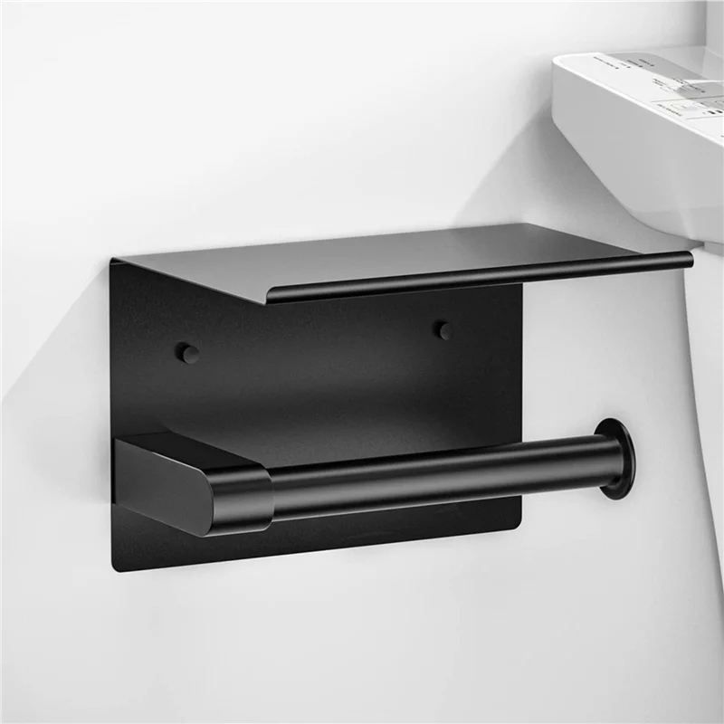 A98E-2X Toilettenpapierhalter, mattschwarzer Toilettenpapierhalter zur Wandmontage, Toilettenpapierrollenhalter, Papierhalter für Badezimmer