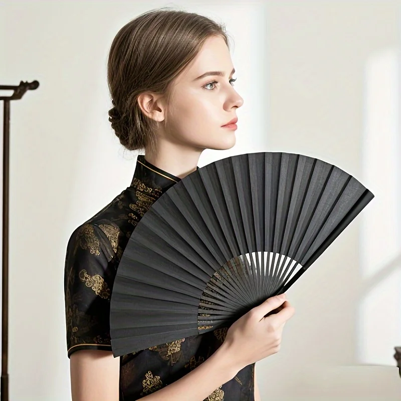 1pc Japanese Chinese Style Bamboo Folding Fan, Elegant Retro Wedding Summer Cooling Fan for Cultural Events Photoshoot Ceremony