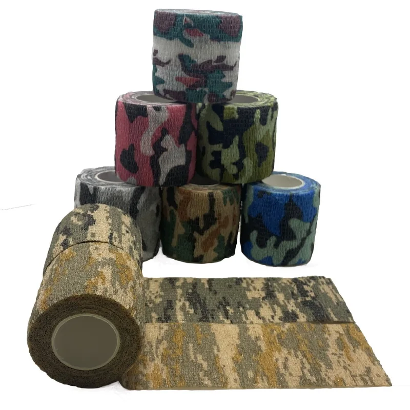 5 pezzi non tessuto Camo Wrap Tape benda elastica autoadesivo Sport Thumb Finger Tape vet Wrap Bandage Medical Scotch Camouflage