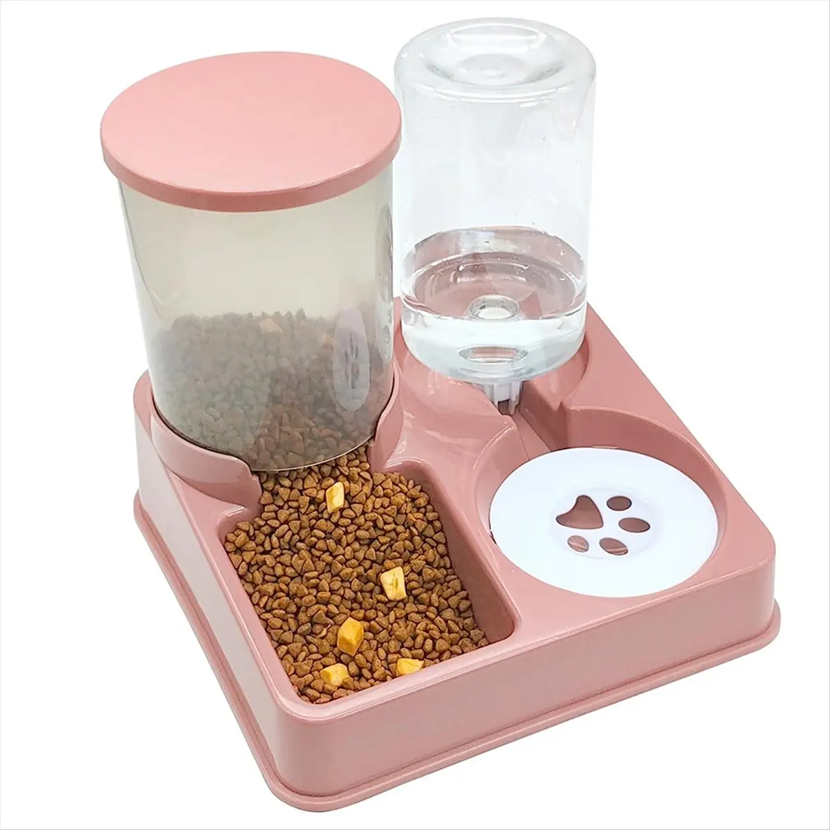 AA14 Automatic Cat Feeder Water Dispenser Set 2 in 1 Tilted Automatic Pet Food and Water Feeder Food Feeder and Waterer