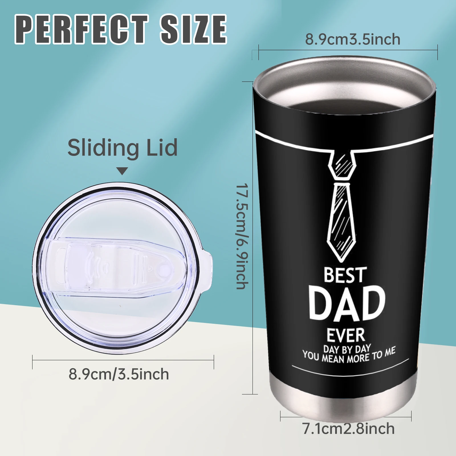 20oz Stainless Steel Insulated Tumbler Mug - Personalized Dad Gift, Ideal for Coffee Lovers, Birthday & Fathers Day Present