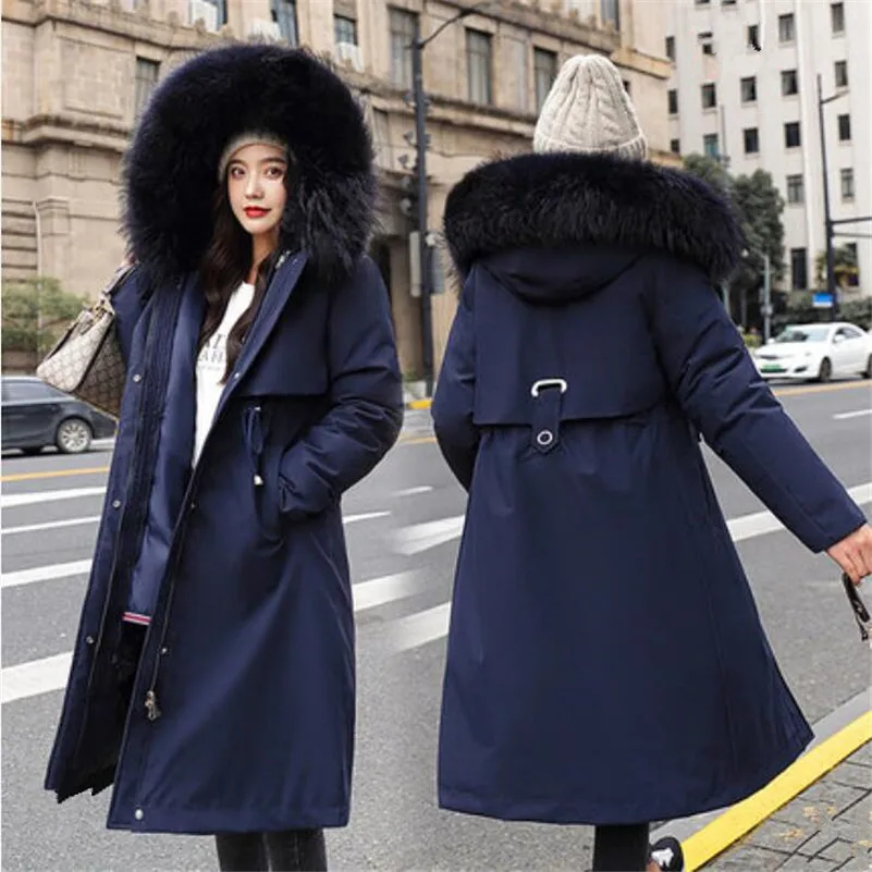 2024 New Winter Women\' fashion coat long warm parka Jacket A-line hooded female clothing 9 Colors Office Lady winter clothes