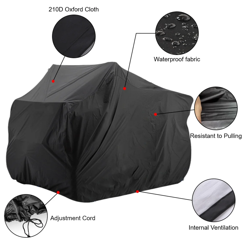 Quad ATV Cover Universeel 210D Oxford Waterdicht Motorvoertuig Scooter Kart Motorbestendig Stof UV-beschermer Zwart
