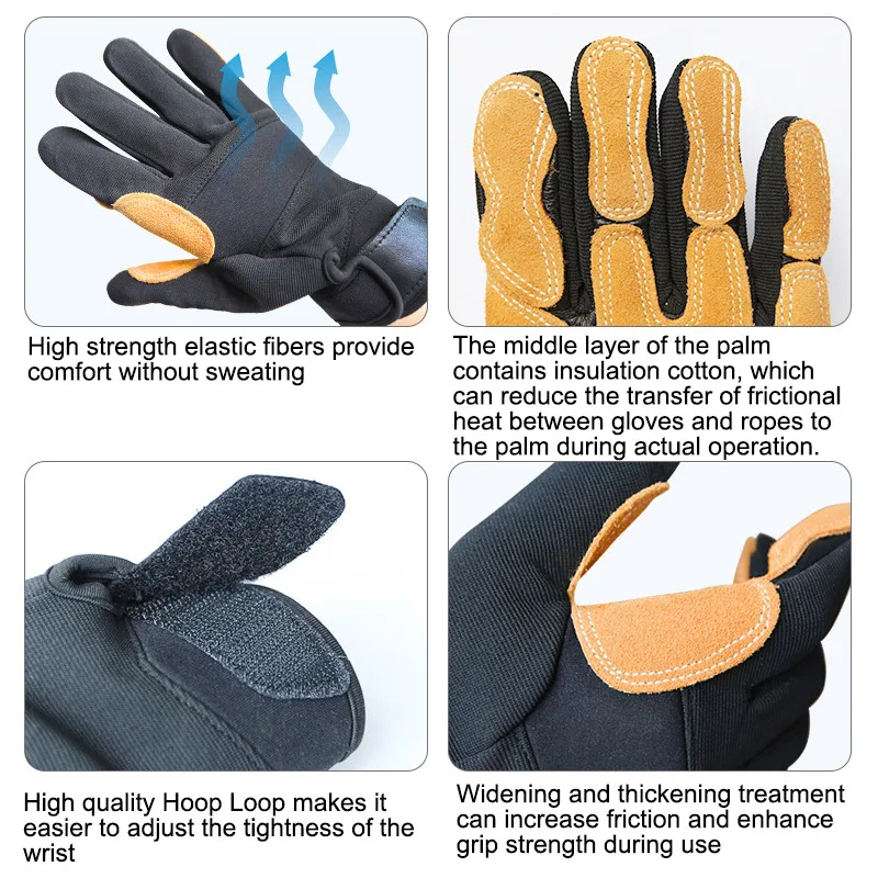 Outdoor Rappelling Gloves Downhill Troops Rescue Team Training Rope Drop Full Finger Gloves Thickened Climbing Gloves