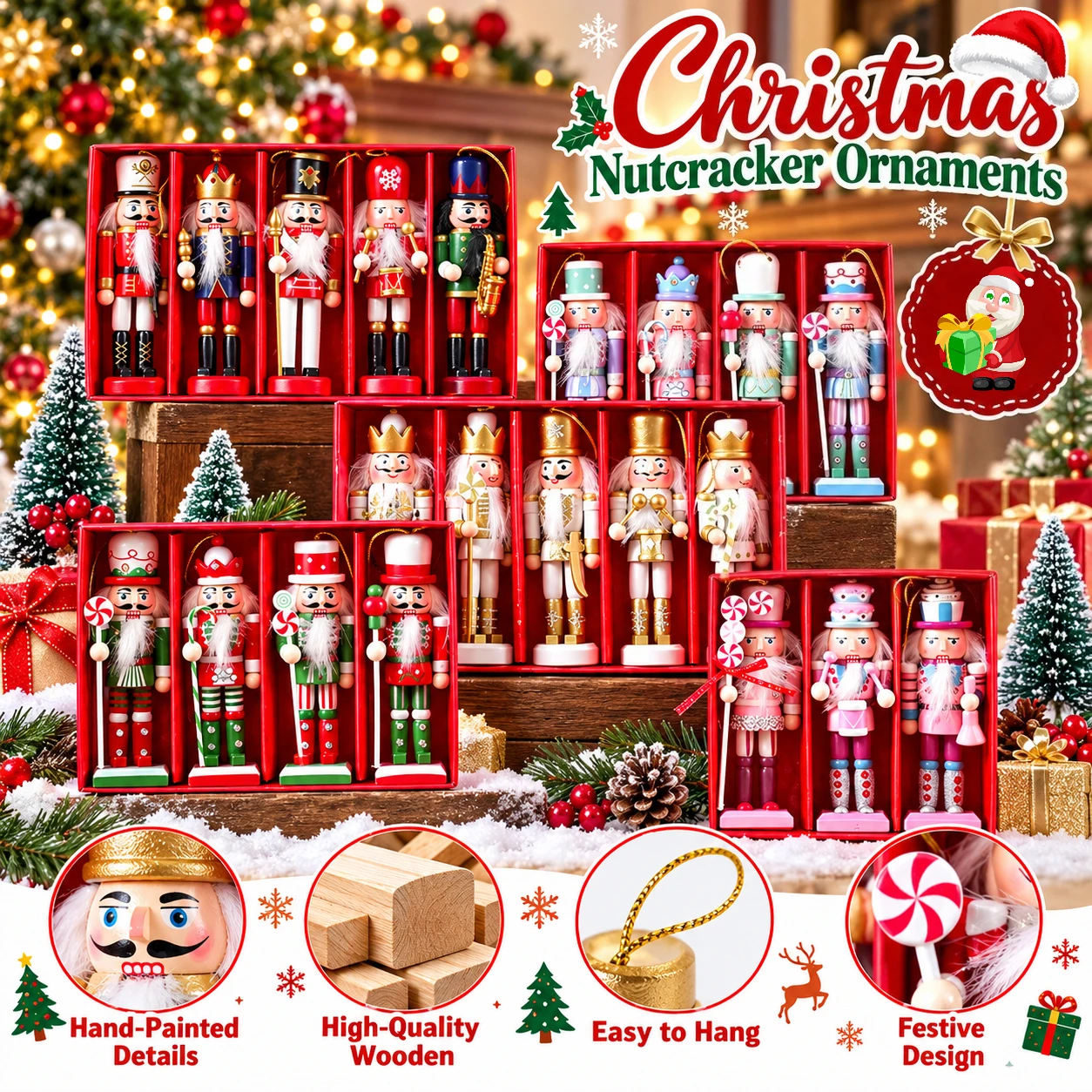2026 Nutcracker Puppet Soldier Xmas Ornaments Christmas Walnuts Soldier Pendant Cute Soldiers Band Nutcracker Desktop Decoration