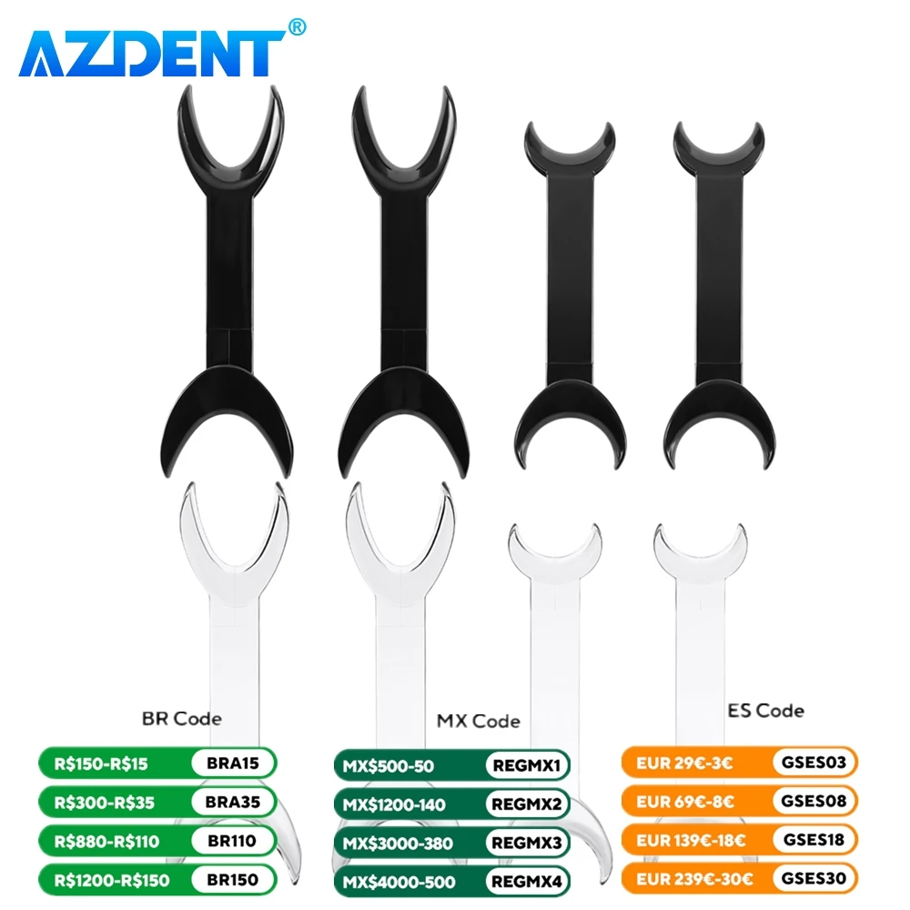 4PCS Dental T-Shape Retractor Cheek Lip Retractors AZDENT Orthodontic Teeth Mouth Opener Double Head Small Large Dentistry Tool