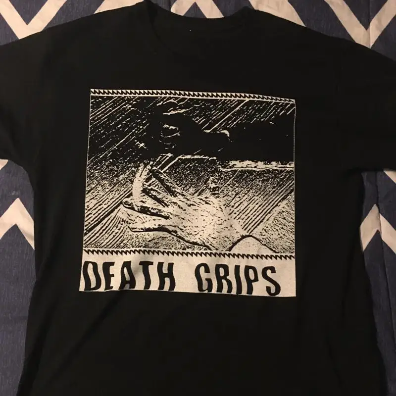 Death Grips Tour White Textured Ocean Graphic T-Shirt