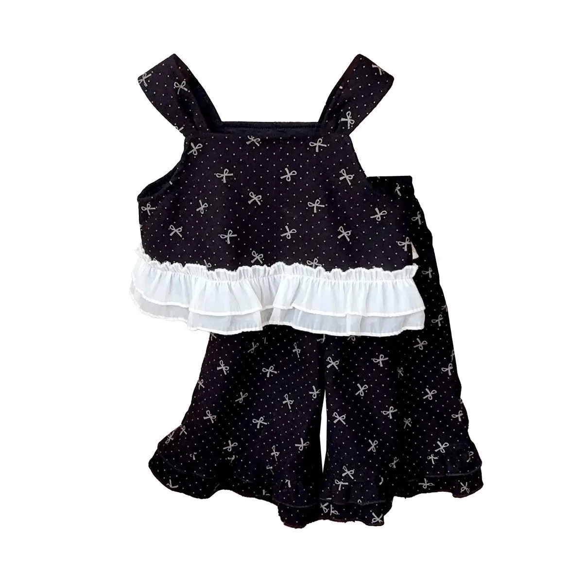 Girls Set Cute Vest Suspender Wide Leg Pants Treasure Early Autumn Outfit