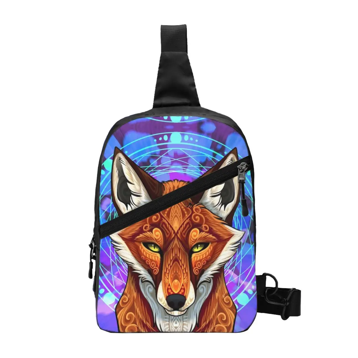 

Custom Casual Tribal Red Fox Mandala Sling Bags for Travel Hiking Men Animal Chest Crossbody Backpack Shoulder Daypack