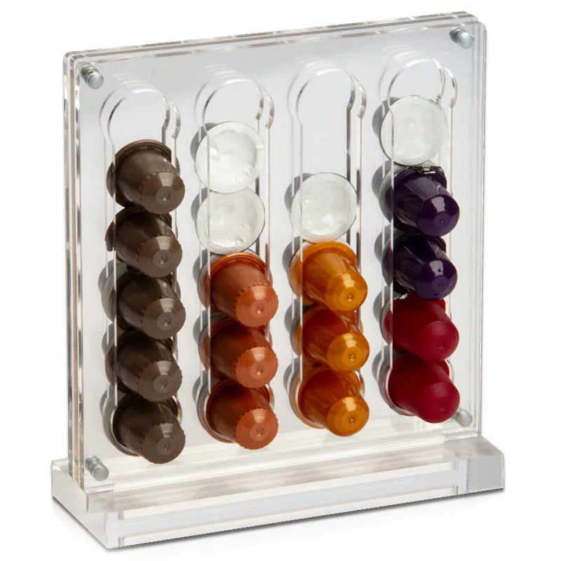 Coffee Capsule Holder Acrylic Bamboo Coffee Capsule Storage Display Rack Cafe Decoration Ornament