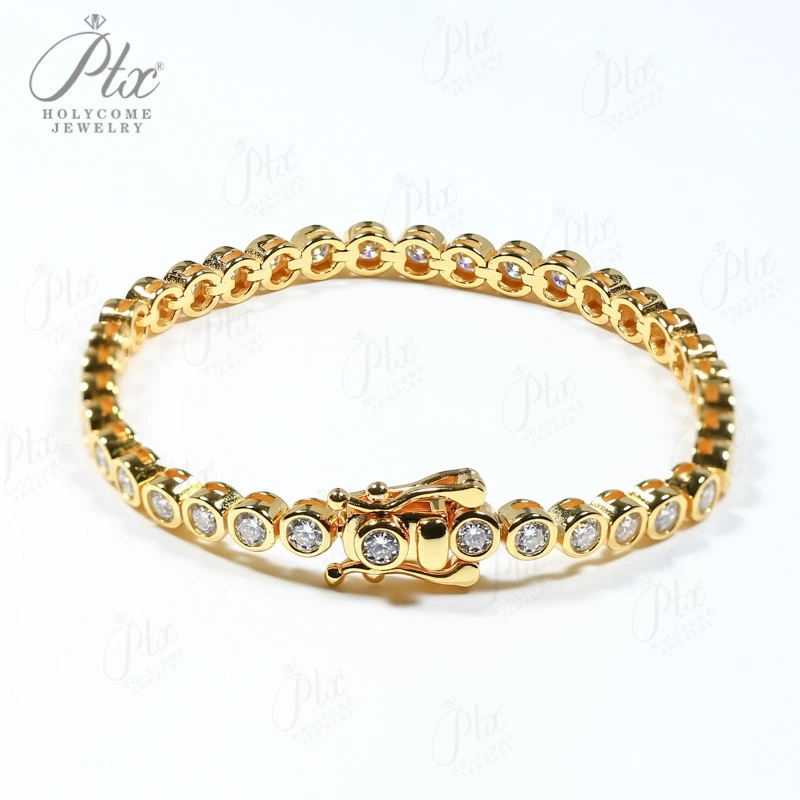 

Муассанит Браслеты Круглый Пузырь Алмаз 4 мм для Женщин Мужчин 925 Посеребренный Браслет-Цепочка в стиле хип-хоп Подходит в подарок