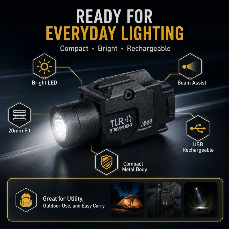 Universal 20MM Slide Rail LED Flash Light TLR-8 Metal Strobe Lighting Model Fitting Parts