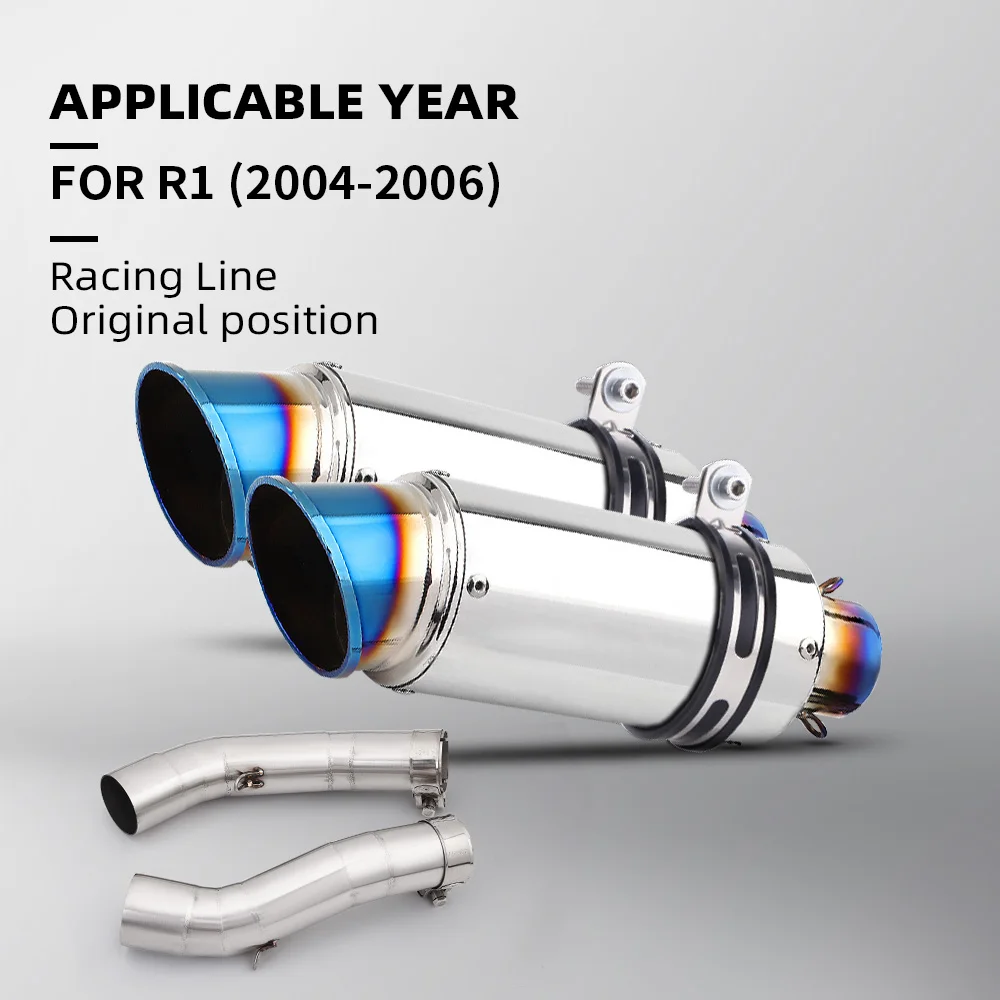 

Motorcycle Exhaust mid Pipe Link Pipe Middle Connect for YZF R1 2004-2006 51MM Muffler Modification Moto Accessory