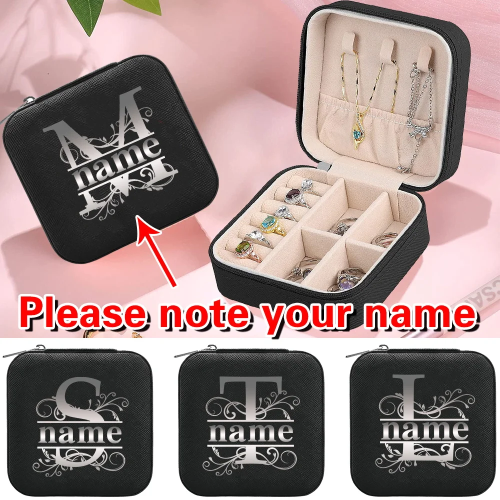 

Персонализированный индивидуальный ящик для хранения ювелирных изделий с именем, портативный органайзер для ювелирных изделий, дисплей, модная коробка для хранения сережек, пылезащитный чехол