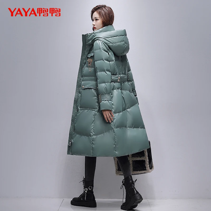 YAYA 2022 Women\'s  90% Down Jacket Hooded WindBreak Waterproof Thick Fabric Long Winter Overcoat Loose Version  Padded Parka