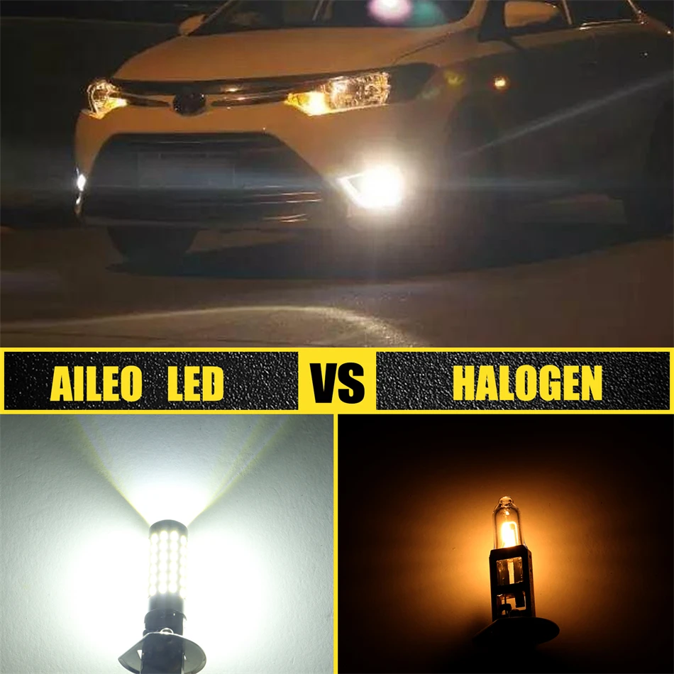 AILEO 2Pcs H1 LED Headlight Bulbs Led Lights Mini 1800LM 6000K CSP Super Bright High Low Beam for Car Fog Lamps 12V Automobile