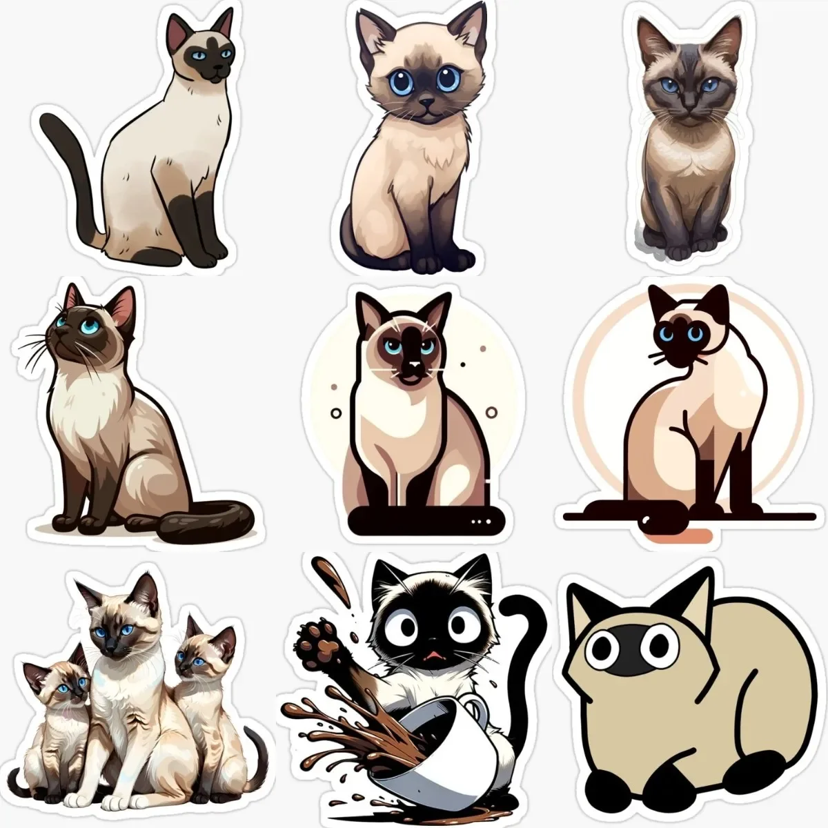 

Siamese Cat Pets Creative PVC Sticker Decorate for Car Fridge Door Wall Van Bicycle Window Helmet Motorcycle Decal Accessories