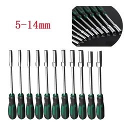 1pc 5/5.5/6/7/8/9/10/1/12/13/14mm Metal Socket Driver Hex Nut Key Wrench Screwdriver Nutdriver Hand Repair Tool Anti-slip