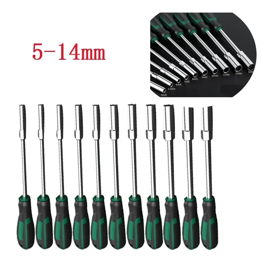 Chave de Soquete de Metal Hex Porca Chave Chave de Fenda Nutdriver Ferramenta de Reparo Manual Anti-deslizamento 1pc 5.5 10 12 13 14 mm