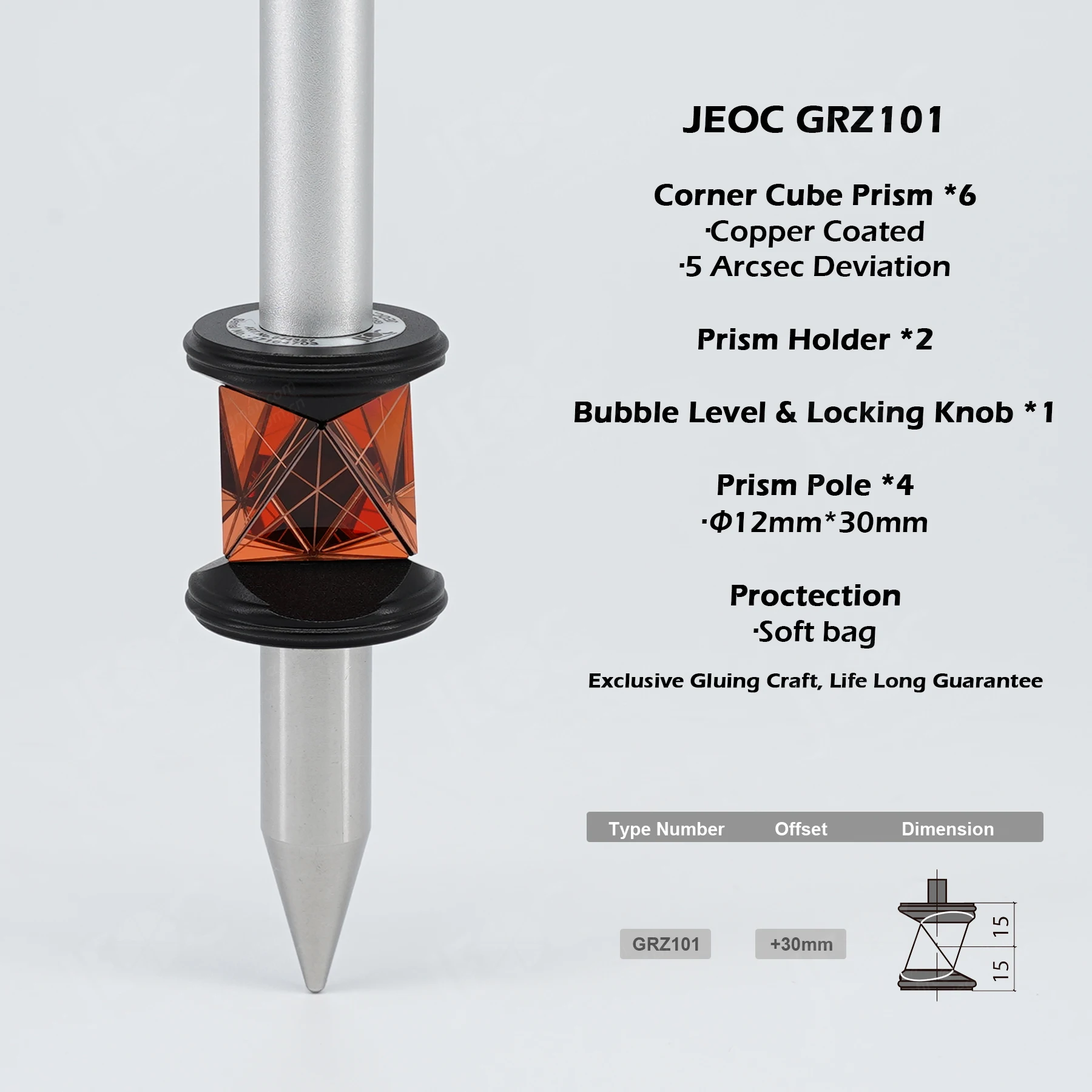 JEOC GRZ101, New 360 Degree Mini Prism for Leica ATR Total-station Accessories Topography Surveying Swiss Type