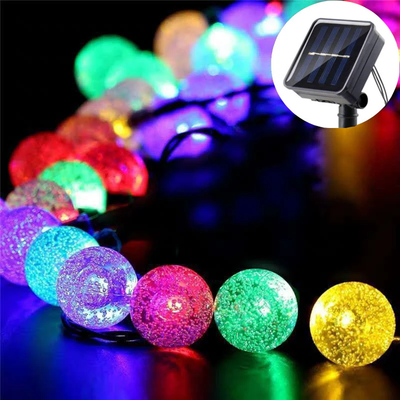LED Solar String Lights Outdoor 100/50/20Leds Waterproof Crystal Globe Lights 8 Modes Garden Light for Patio Party Tree Decor