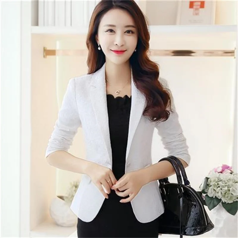 2023 Autumn New Women's Coat Jacquard Short Suit Female Korean Version Suit Slim Fit Temperament Women's Top One Button Blazer