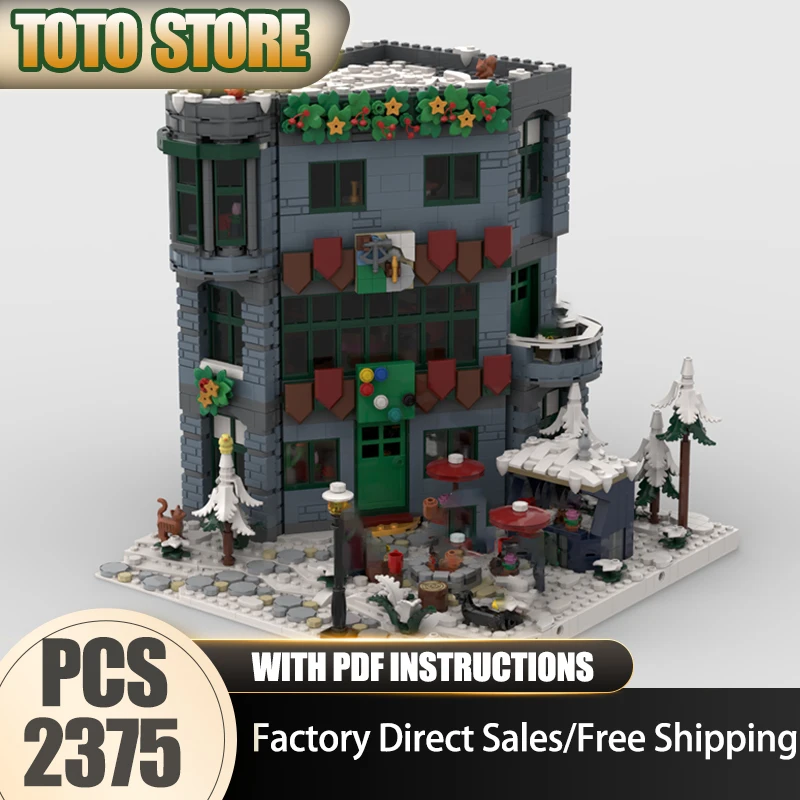 City Street View Model Moc Building Blocks Winter Festivities Model Technology Brick DIY Assembly Construction Toy Holiday Gifts
