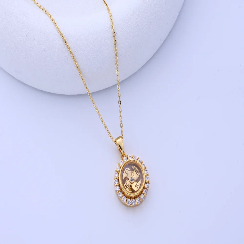 New vintage-inspired diamond-inlaid rotating necklace, unisex design
