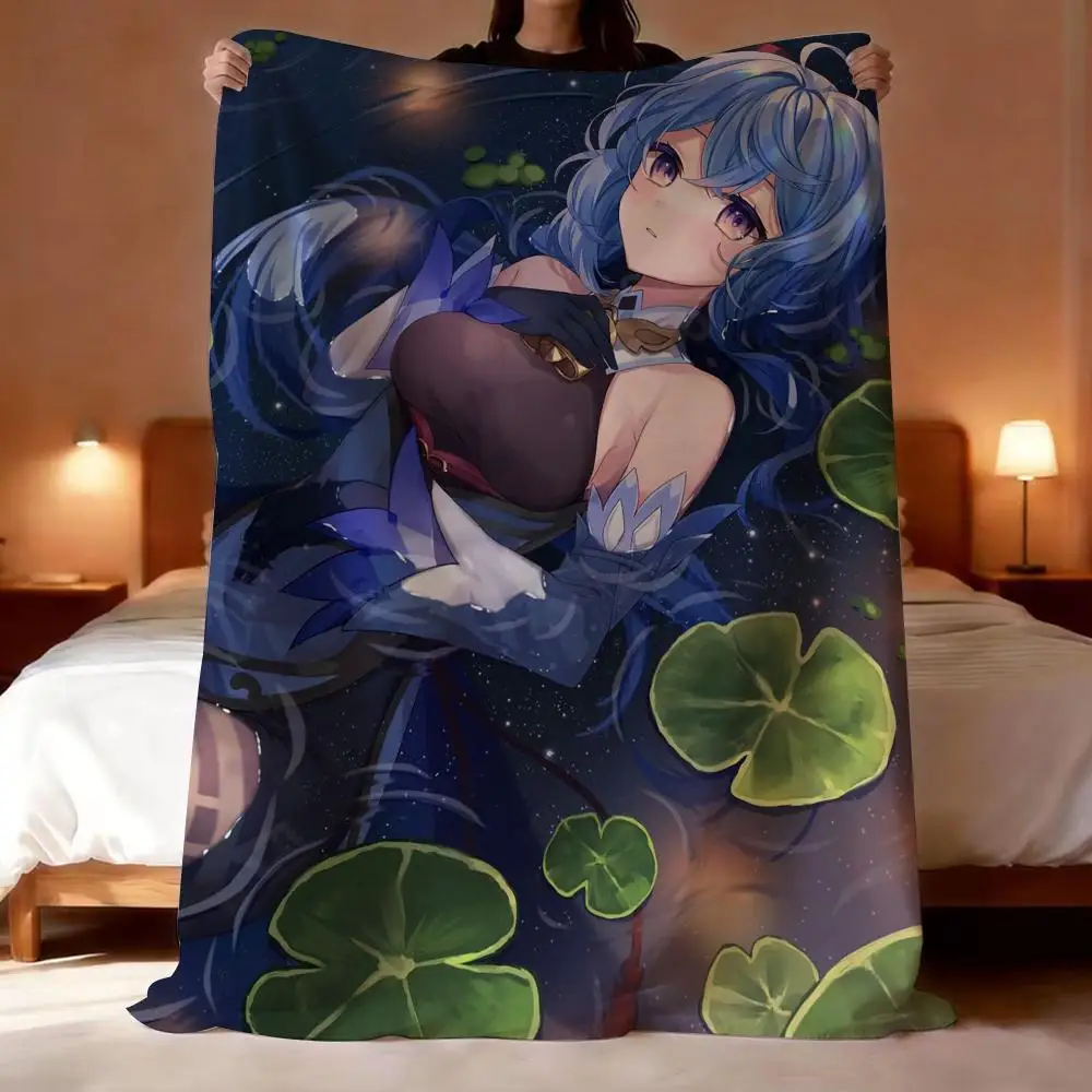 Genshin Impact Ganyu Throw Short Plush Throw Blanket Soft Skin-Friendly Multi-Scene Home Office