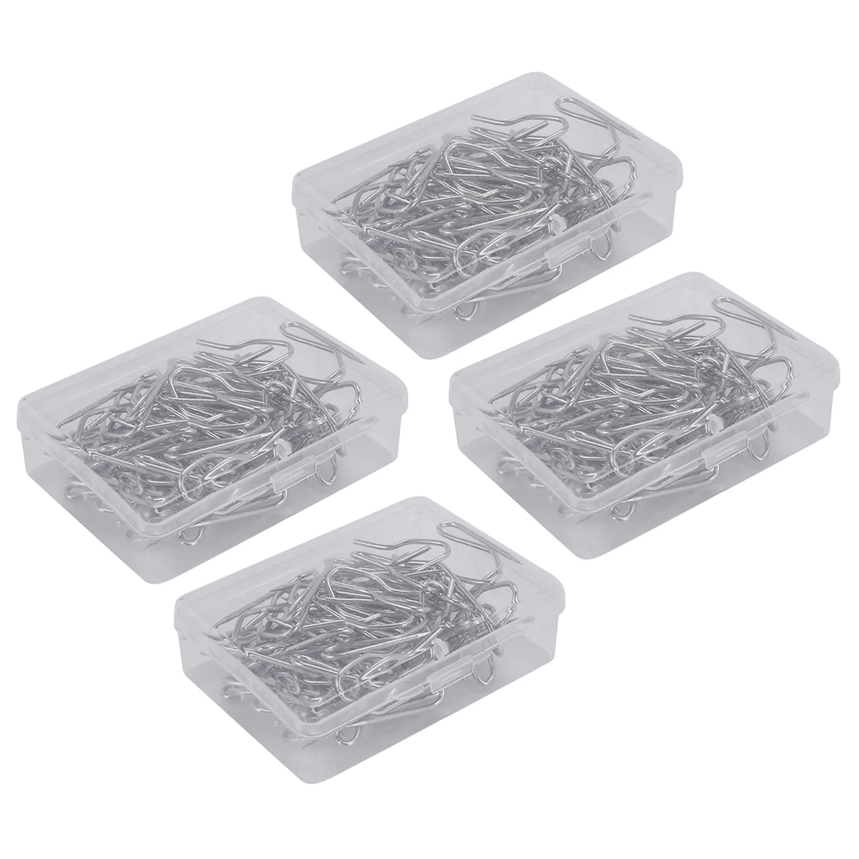 Y51A-240 Pack Metal Curtain Hooks Drapery Hook Pins With Clear Box For Window Curtain, Door Curtain And Shower Curtain