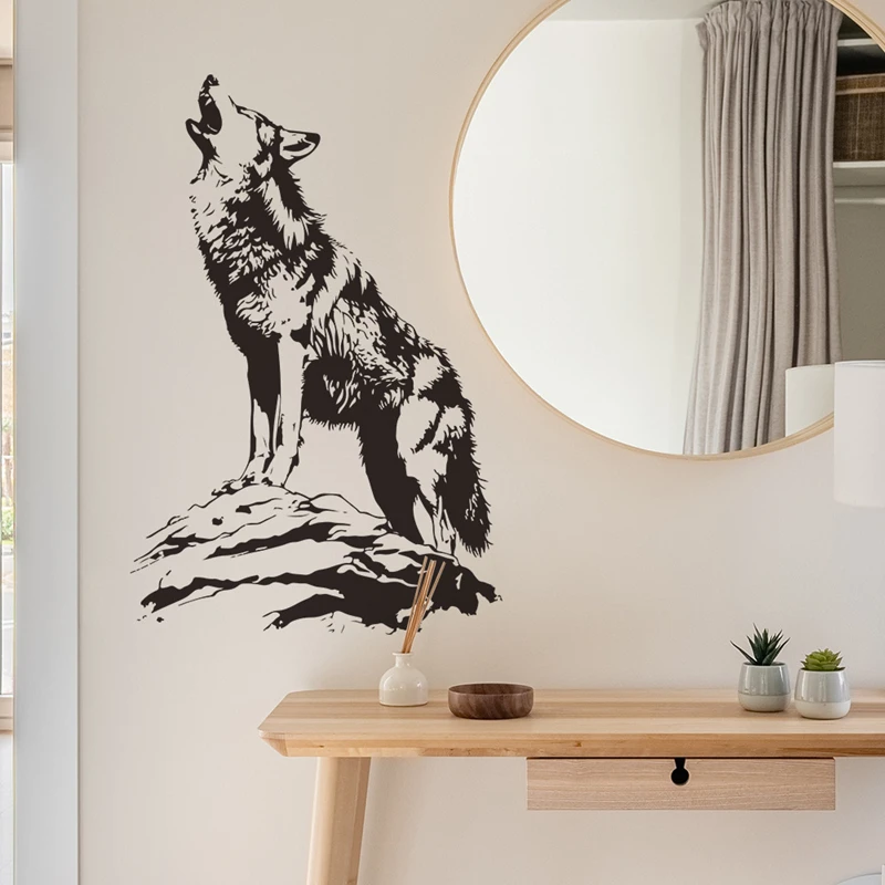 Animal Poster 3D Lone Wolf Howls Vinyl Mural Stickers on the Door Wall for Home Office Room Decoration Self-adhesive Wallpaper - view 4