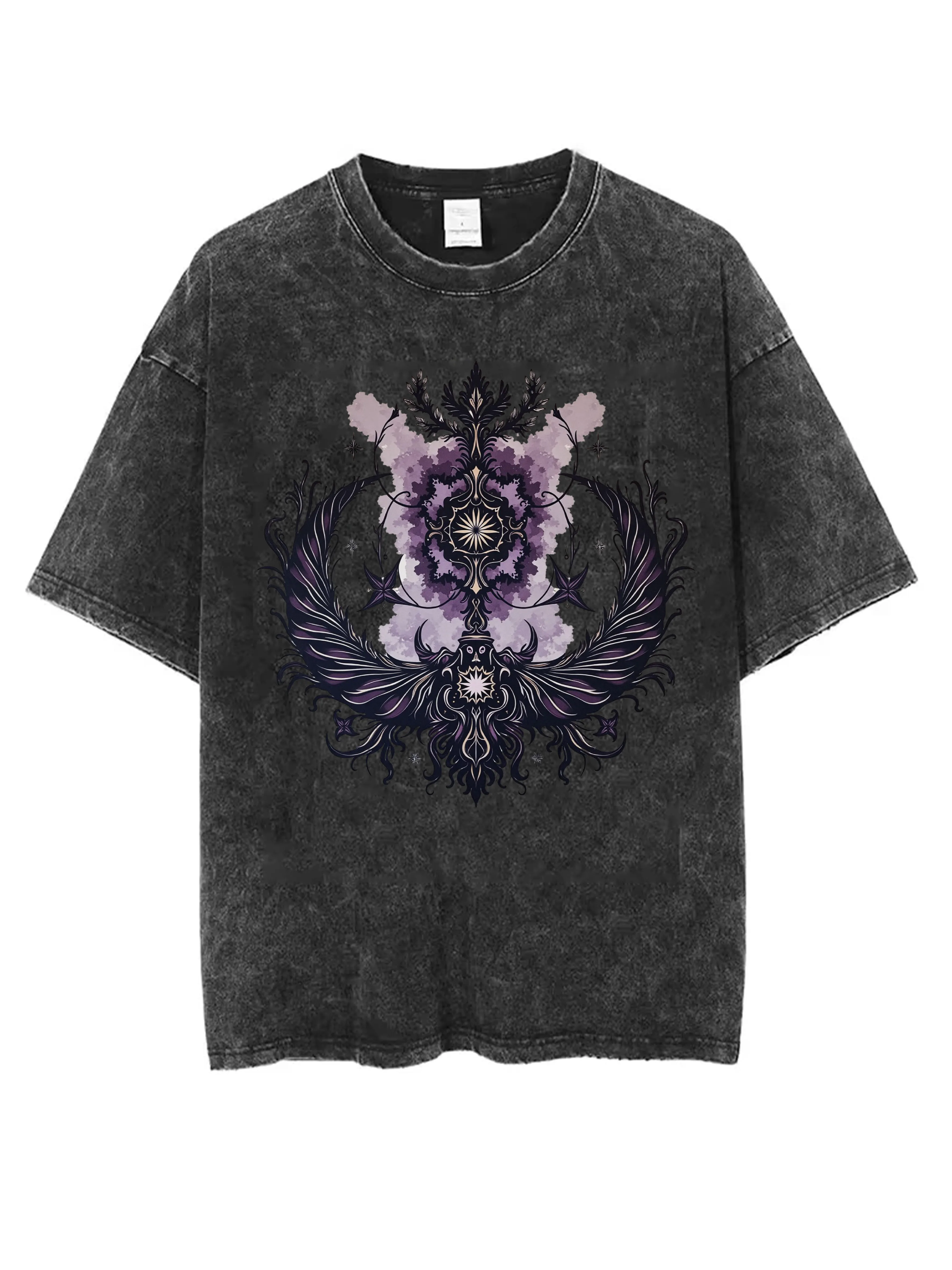 تي شيرت مغسول برقبة دائرية للجنسين، فضفاض مناسب ومريح، تصميم مطبوع للهالوين الأسود، قميص كاجوال شتوي الأكثر مبيعًا