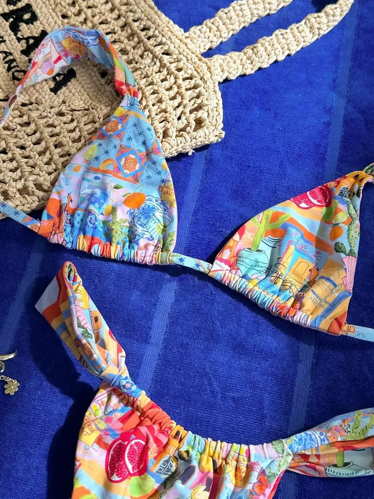 Microbikini con realce para mujer, traje de baño con estampado Floral Sexy, tanga, 2023