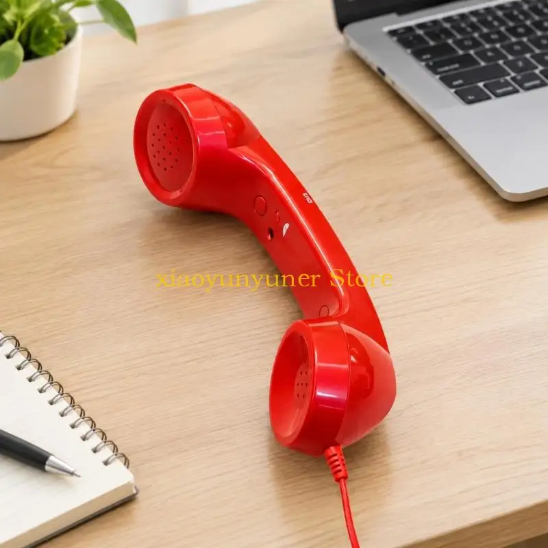 P9JB Telephone Receiver with Type C Connector Sound Link, Integrated Voice Input and Output, and Coiled Cable for Phone Calls