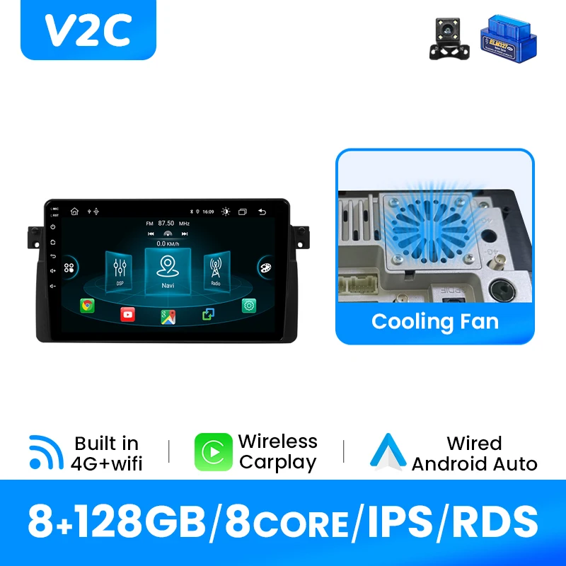 Draadloze Carplay Android 14 Autoradio Speler Voor BMW E46 M3 318/320/325/330/335 GPS Navigatie IPS Multimedia DSP 4G Wifi RDS