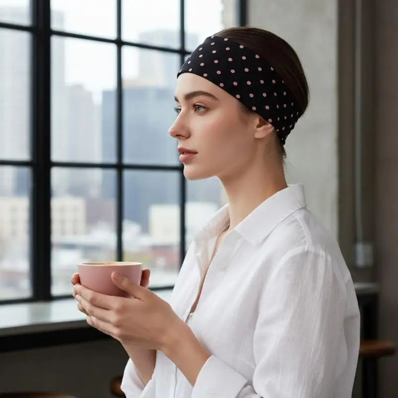 5/8 Stück Polka Dot Sport-Stirnbänder, Modische Make-up-Stirnbänder, Sport- und Fitness-Schweißabsorbierende Haarbänder – Detail 7